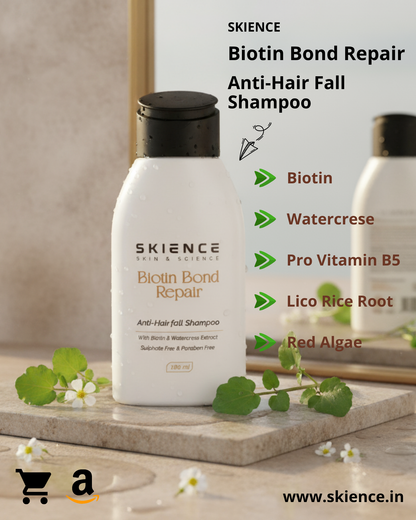 Biotin Bond Repair Anti Hair Fall Shampoo, Strengthens & Repairs Damaged Hair, Sulfate & Paraben Free, With Biotin &amp; Watercress Complex